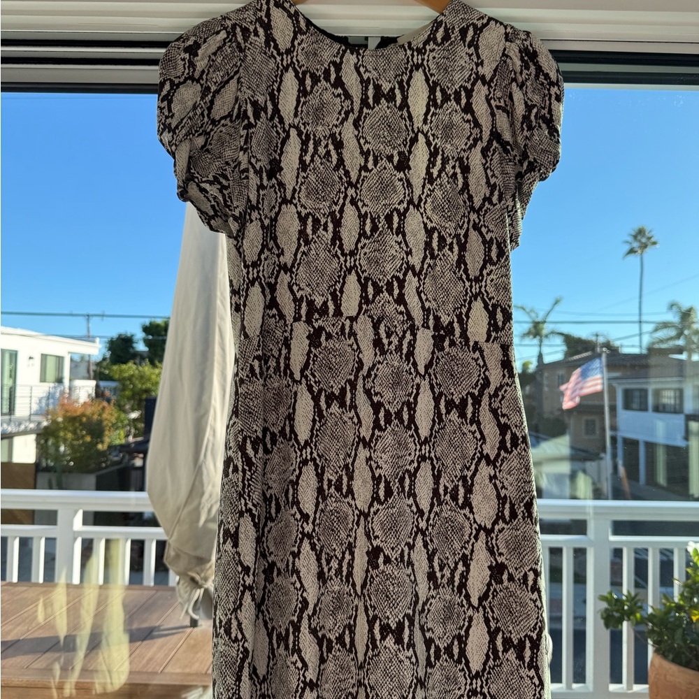 A.L.C Brinley Puff-Sleeve Snake Print Sheath Midi Dress Women's 4 City
Party